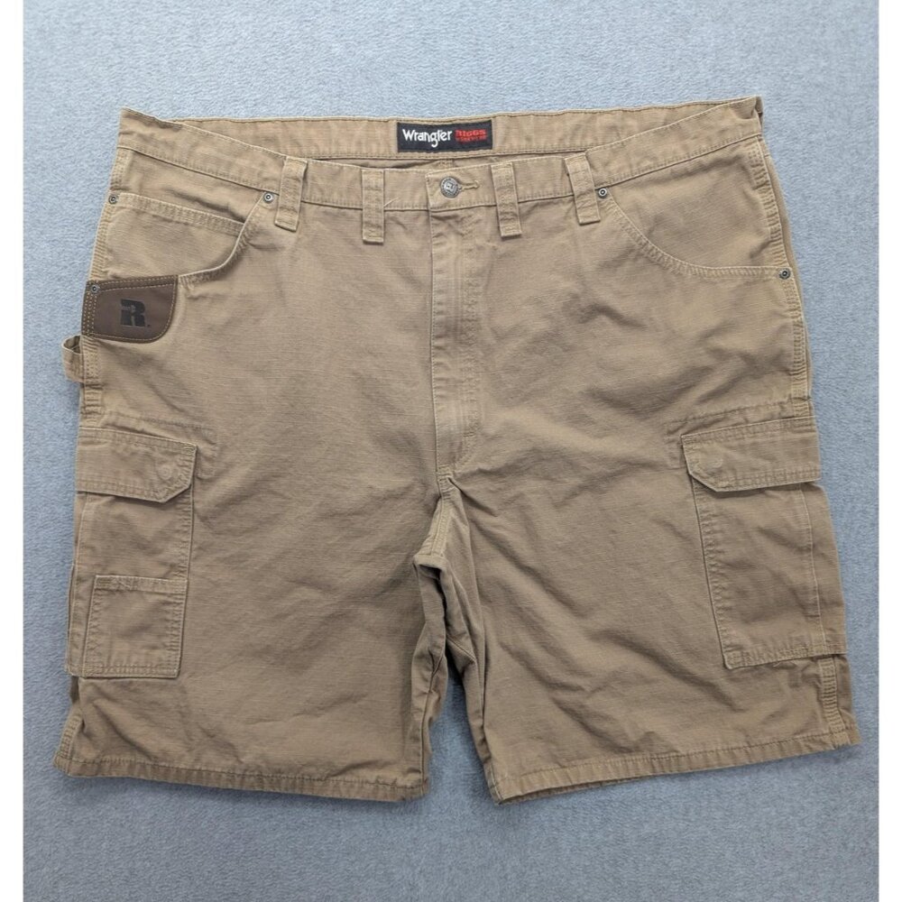 Wrangler Riggs Cargo Shorts Mens 44 Brown Workwear Utility Pockets 10 Inseam